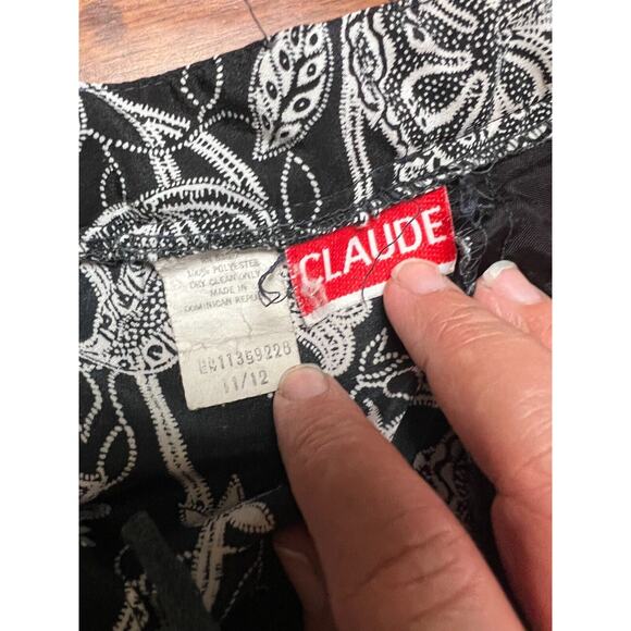 90s black white floral knee -midi length whimsy goth skirt size 6 small - Picture 2 of 7